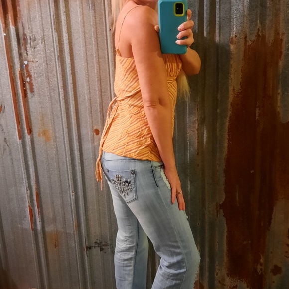 Striped Runched Bandeau Tie Back Charlotte Russe Top - Picture 2 of 8